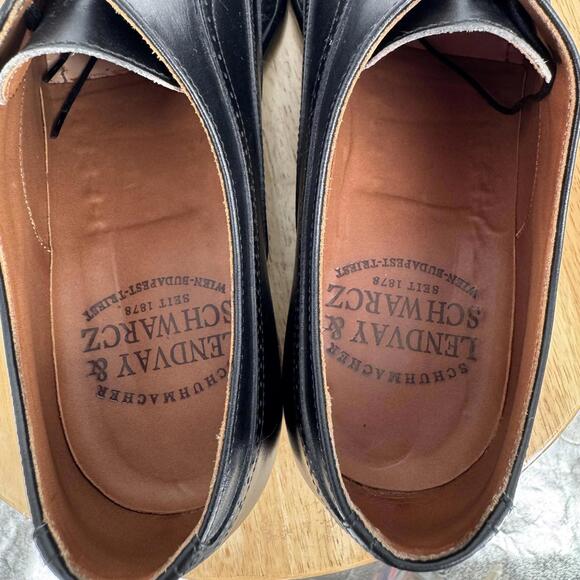Lendvay & Schwarcz Dress Shoes Mens 7.5 Black Wingtip Oxford Made Italy main image 15